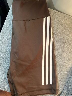 adidas Brown Bike Shorts with White Three Stripes